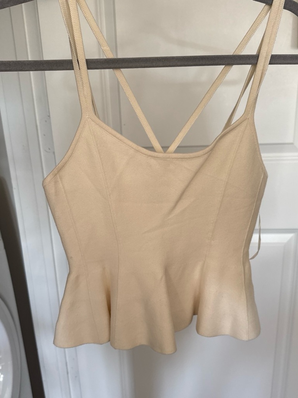 NWOT, Maeve Cream Peplum Camisole with Double Straps